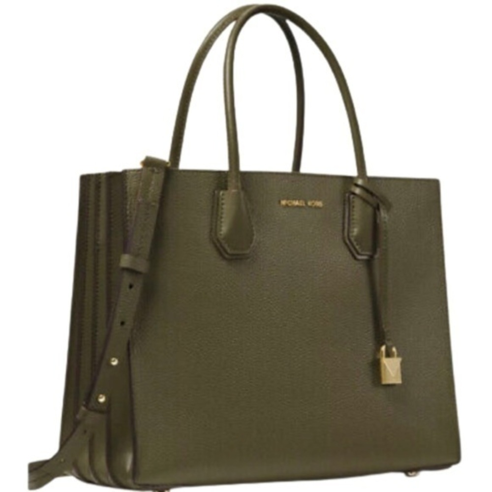 Michael Kors Mercer LARGE Accordion Olive Tote Handbag Shoulder Bag BRAND NEW